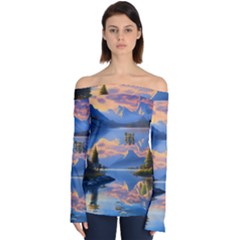 Beautiful Sunset Off Shoulder Long Sleeve Top by GardenOfOphir