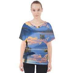 Beautiful Sunset V-neck Dolman Drape Top by GardenOfOphir