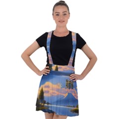 Beautiful Sunset Velvet Suspender Skater Skirt by GardenOfOphir