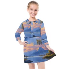 Beautiful Sunset Kids  Quarter Sleeve Shirt Dress by GardenOfOphir