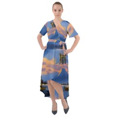 Beautiful Sunset Front Wrap High Low Dress by GardenOfOphir