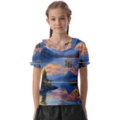 Beautiful Sunset Kids  Frill Chiffon Blouse by GardenOfOphir