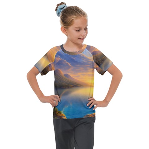 Benevolent Sunset Kids  Mesh Piece Tee by GardenOfOphir