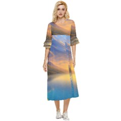 Benevolent Sunset Double Cuff Midi Dress by GardenOfOphir