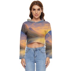 Benevolent Sunset Women s Lightweight Cropped Hoodie by GardenOfOphir