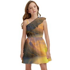 Benevolent Sunset Kids  One Shoulder Party Dress by GardenOfOphir