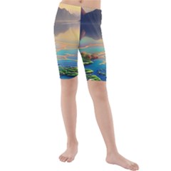 Breathtaking Sunset Kids  Mid Length Swim Shorts by GardenOfOphir