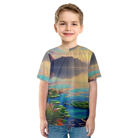 Breathtaking Sunset Kids  Sport Mesh Tee by GardenOfOphir