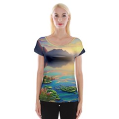 Breathtaking Sunset Cap Sleeve Top by GardenOfOphir