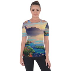 Breathtaking Sunset Shoulder Cut Out Short Sleeve Top by GardenOfOphir