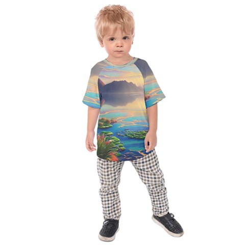 Breathtaking Sunset Kids  Raglan Tee by GardenOfOphir