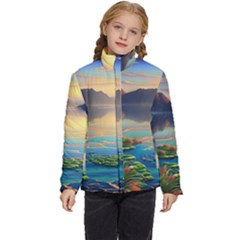 Breathtaking Sunset Kids  Puffer Bubble Jacket Coat by GardenOfOphir