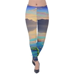 Breathtaking Sunset Velvet Leggings by GardenOfOphir