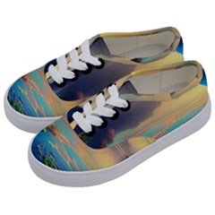 Breathtaking Sunset Kids  Classic Low Top Sneakers by GardenOfOphir