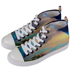 Breathtaking Sunset Women s Mid-top Canvas Sneakers by GardenOfOphir