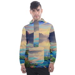 Breathtaking Sunset Men s Front Pocket Pullover Windbreaker by GardenOfOphir