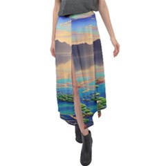 Breathtaking Sunset Velour Split Maxi Skirt by GardenOfOphir