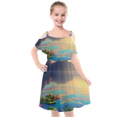 Breathtaking Sunset Kids  Cut Out Shoulders Chiffon Dress by GardenOfOphir