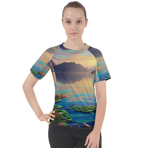 Breathtaking Sunset Women s Sport Raglan Tee by GardenOfOphir