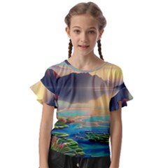 Breathtaking Sunset Kids  Cut Out Flutter Sleeves by GardenOfOphir