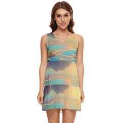 Breathtaking Sunset Tiered Sleeveless Mini Dress by GardenOfOphir