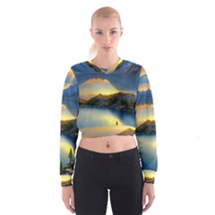 Crimson Sunset Cropped Sweatshirt by GardenOfOphir