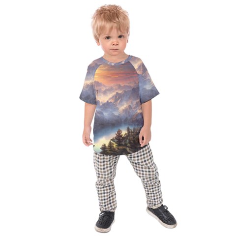 Dusty Sunset Kids  Raglan Tee by GardenOfOphir