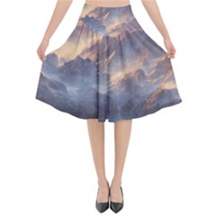 Dusty Sunset Flared Midi Skirt by GardenOfOphir