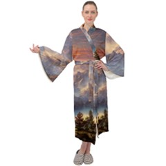 Dusty Sunset Maxi Velvet Kimono by GardenOfOphir