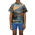 Dazzling Sunset Kids  Short Sleeve Swimwear View1