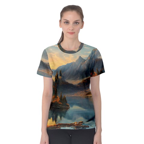 Dazzling Sunset Women s Sport Mesh Tee by GardenOfOphir