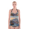 Dazzling Sunset Boyleg Halter Swimsuit  View1