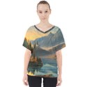 Dazzling Sunset V-Neck Dolman Drape Top View1