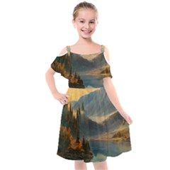 Dazzling Sunset Kids  Cut Out Shoulders Chiffon Dress by GardenOfOphir