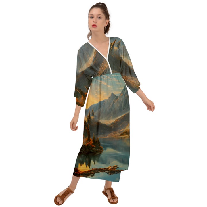 Dazzling Sunset Grecian Style  Maxi Dress