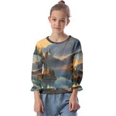 Dazzling Sunset Kids  Cuff Sleeve Top