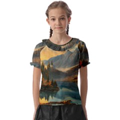 Dazzling Sunset Kids  Frill Chiffon Blouse by GardenOfOphir