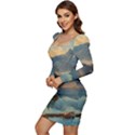 Dazzling Sunset Women Long Sleeve Ruched Stretch Jersey Dress View3