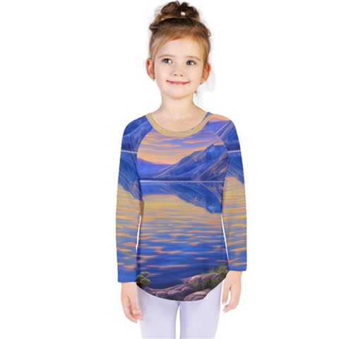 Dramatic Sunset Kids  Long Sleeve Tee by GardenOfOphir