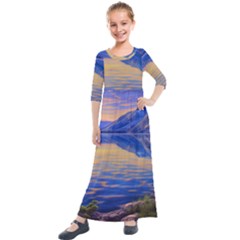 Dramatic Sunset Kids  Quarter Sleeve Maxi Dress by GardenOfOphir