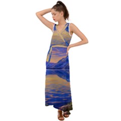 Dramatic Sunset V-neck Chiffon Maxi Dress by GardenOfOphir