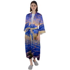 Dramatic Sunset Maxi Satin Kimono by GardenOfOphir