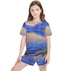 Dramatic Sunset Kids  Tee And Sports Shorts Set by GardenOfOphir