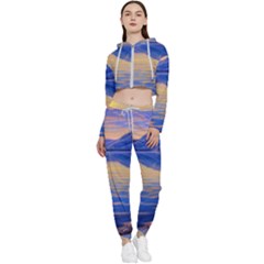 Dramatic Sunset Cropped Zip Up Lounge Set by GardenOfOphir