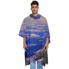 Dramatic Sunset Men s Hooded Rain Ponchos by GardenOfOphir