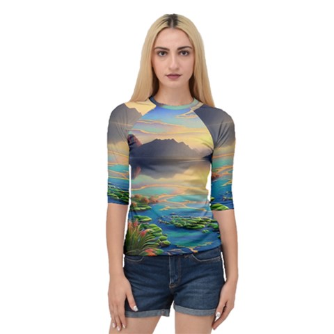 Exquisite Sunset Quarter Sleeve Raglan Tee by GardenOfOphir