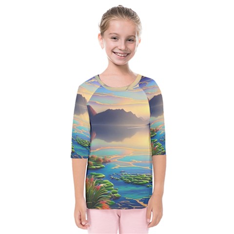 Exquisite Sunset Kids  Quarter Sleeve Raglan Tee by GardenOfOphir