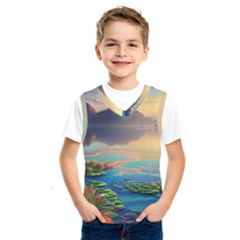 Exquisite Sunset Kids  Basketball Tank Top by GardenOfOphir