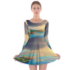 Exquisite Sunset Long Sleeve Skater Dress by GardenOfOphir