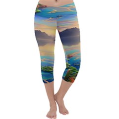 Exquisite Sunset Capri Yoga Leggings by GardenOfOphir